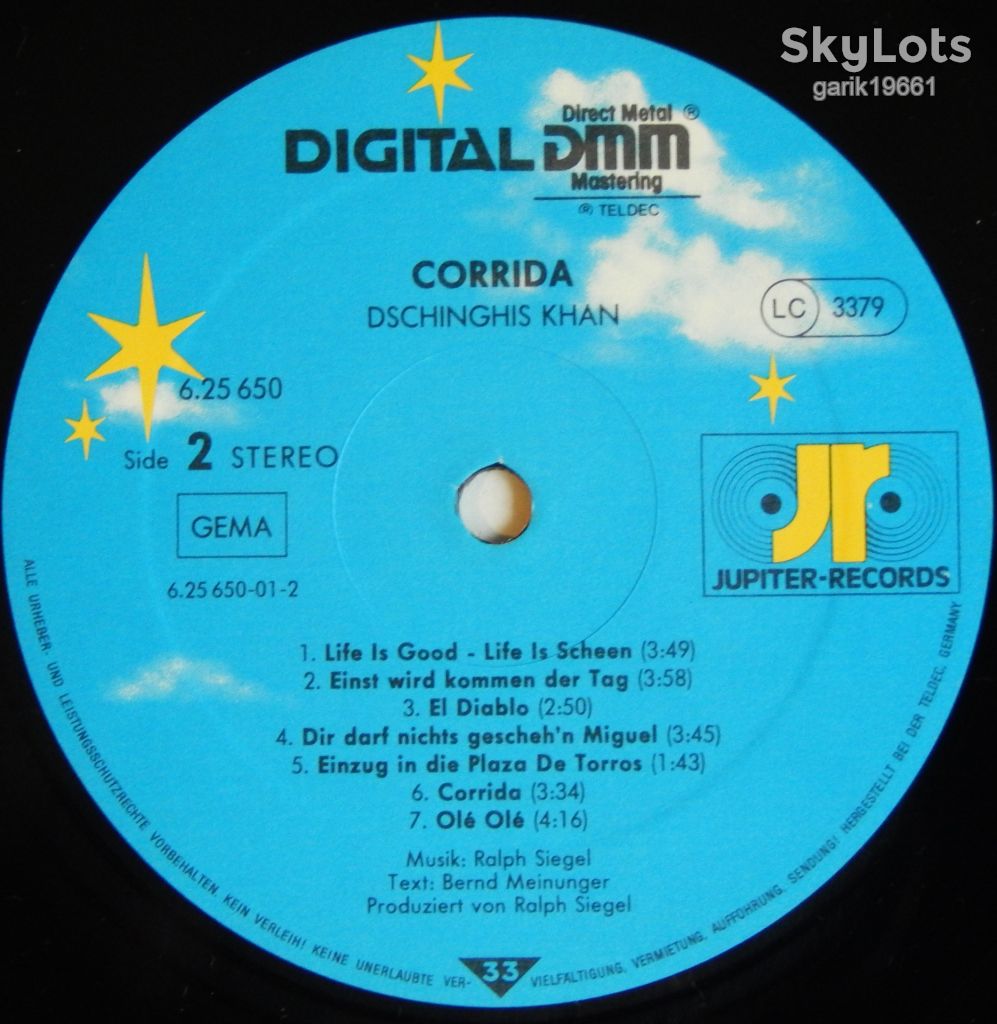 Dschinghis Khan – Corrida  (Jupiter Records – 6.25650 AP, Germany) NM-/NM- - фото фото фото 4