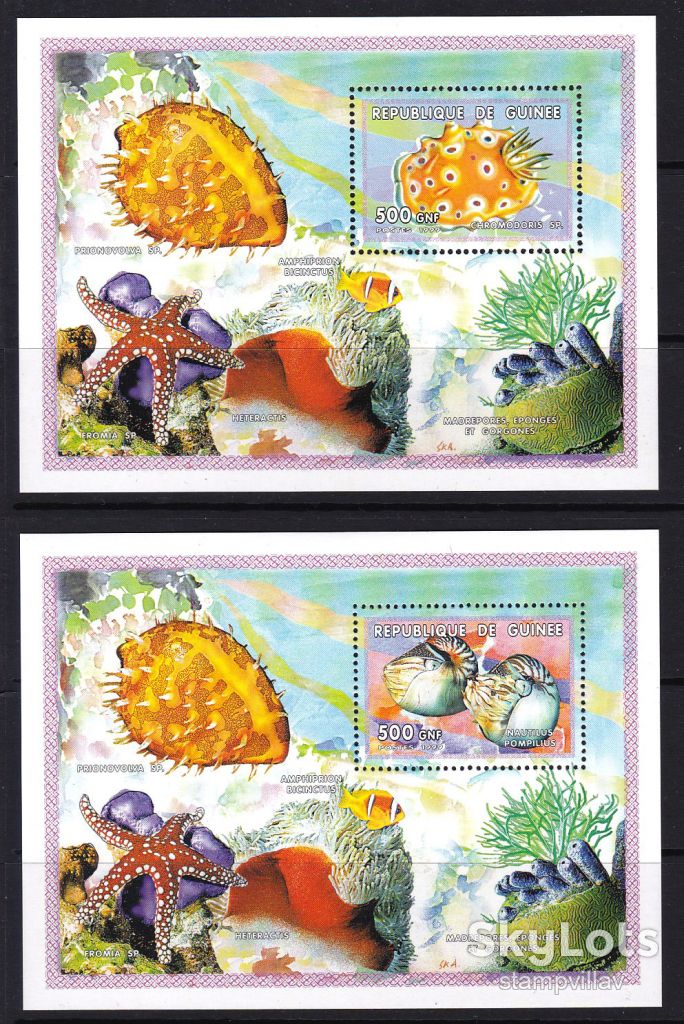 Гвинея,рыбы,дельфины,ракушки,6 зубц. и беззубц.блоков+2 м/л - фото фото фото 4