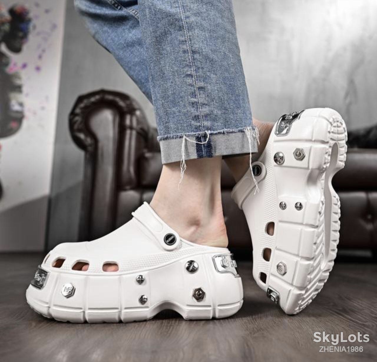 Женские Кроксы в стиле BALENGAGA X CROCS Rubber Hardcroc Metal    ( 36/37 размер ) - фото фото фото 0