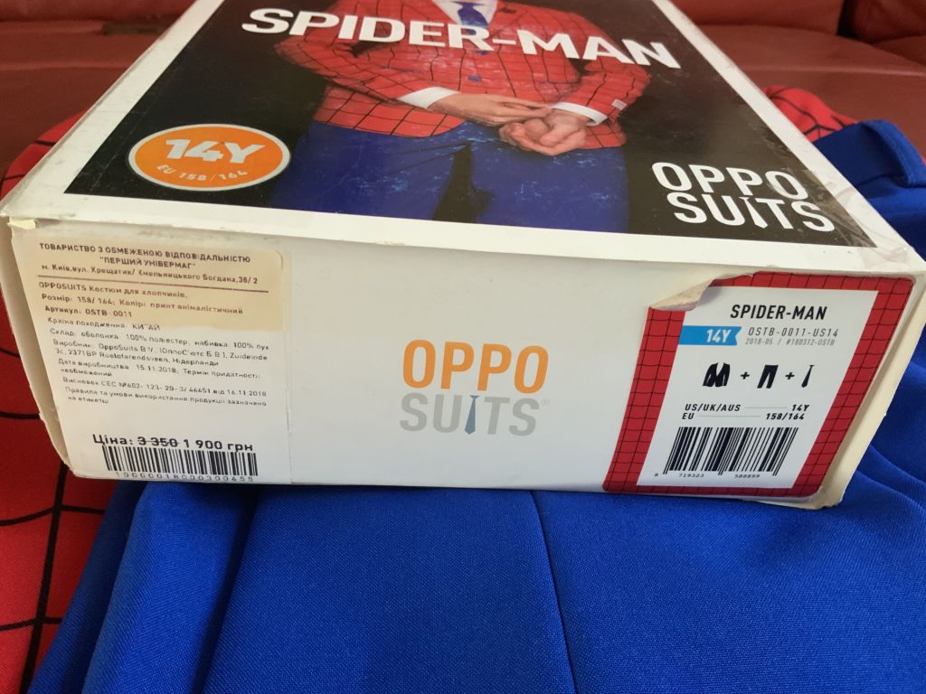 Эксклюзивный костюм Spider-man, OPPO suits, р.158-164/14 лет - фото фото фото 5