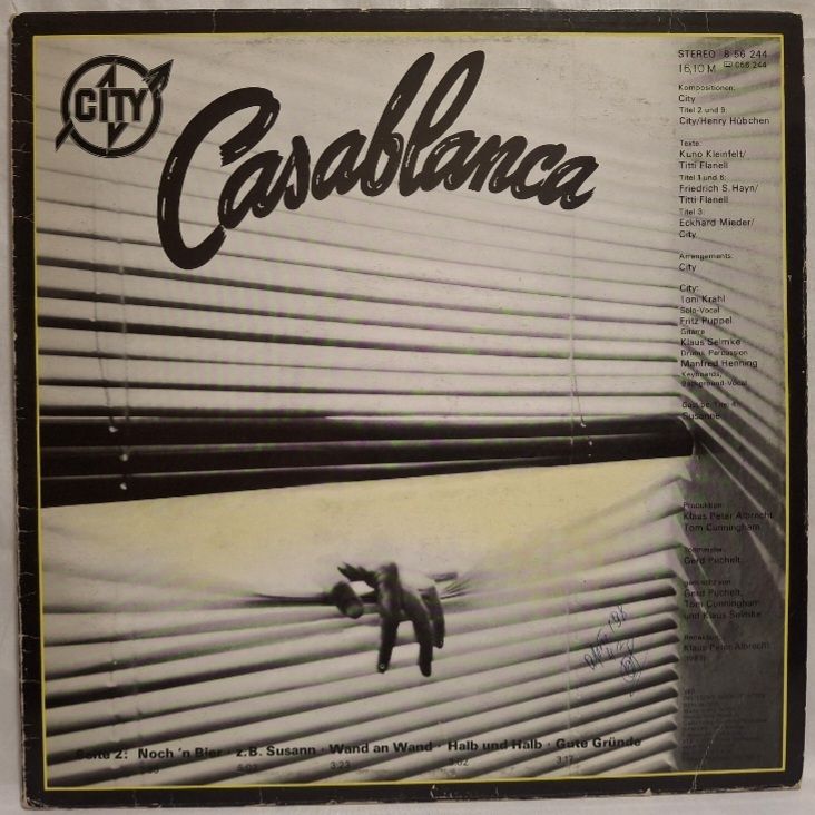 City - Casablanca - 1987.  (LP). 12. Vinyl. Пластинка. Germany. - фото фото фото 1