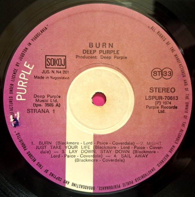 Deep Purple - Burn - 1974.  (LP). 12. Vinyl. Пластинка. Yugoslavia. - фото фото фото 2