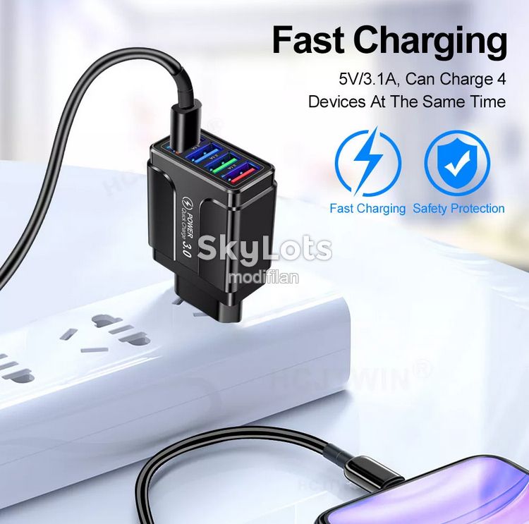 Зарядний пристрій Quick Charge 4 порта usb 6.2 A euro, 5 одиниць - фото фото фото 3