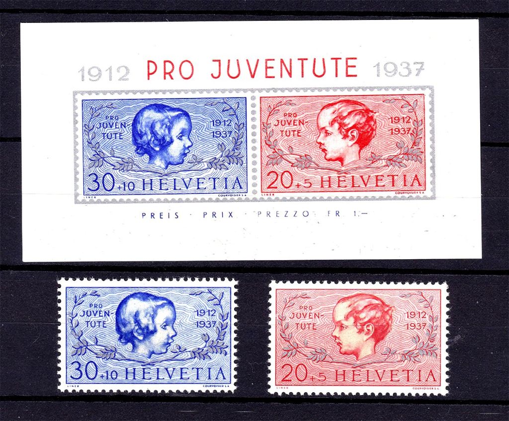 Швейцария / Helvetia 1937 г MNH  - БЛОК + МАРКИ - фото фото фото 0