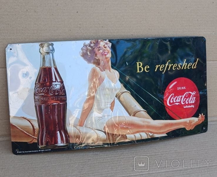 Металлическая табличка Coca -Cola "Be refreshed"   (из Германии) - фото фото фото 0
