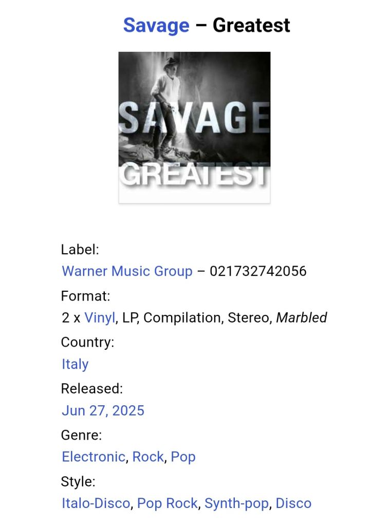 Savage - Greatest - 1984-2020.  (2LP). 12. Coloured Vinyl. Пластинки. Italy. S/S. - фото фото фото 3