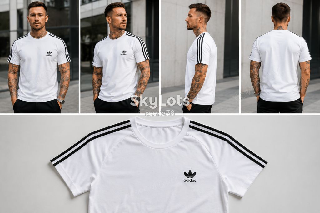 футболка  біла/чорна  46,50,54 у стилі Adidas - фото фото фото 5