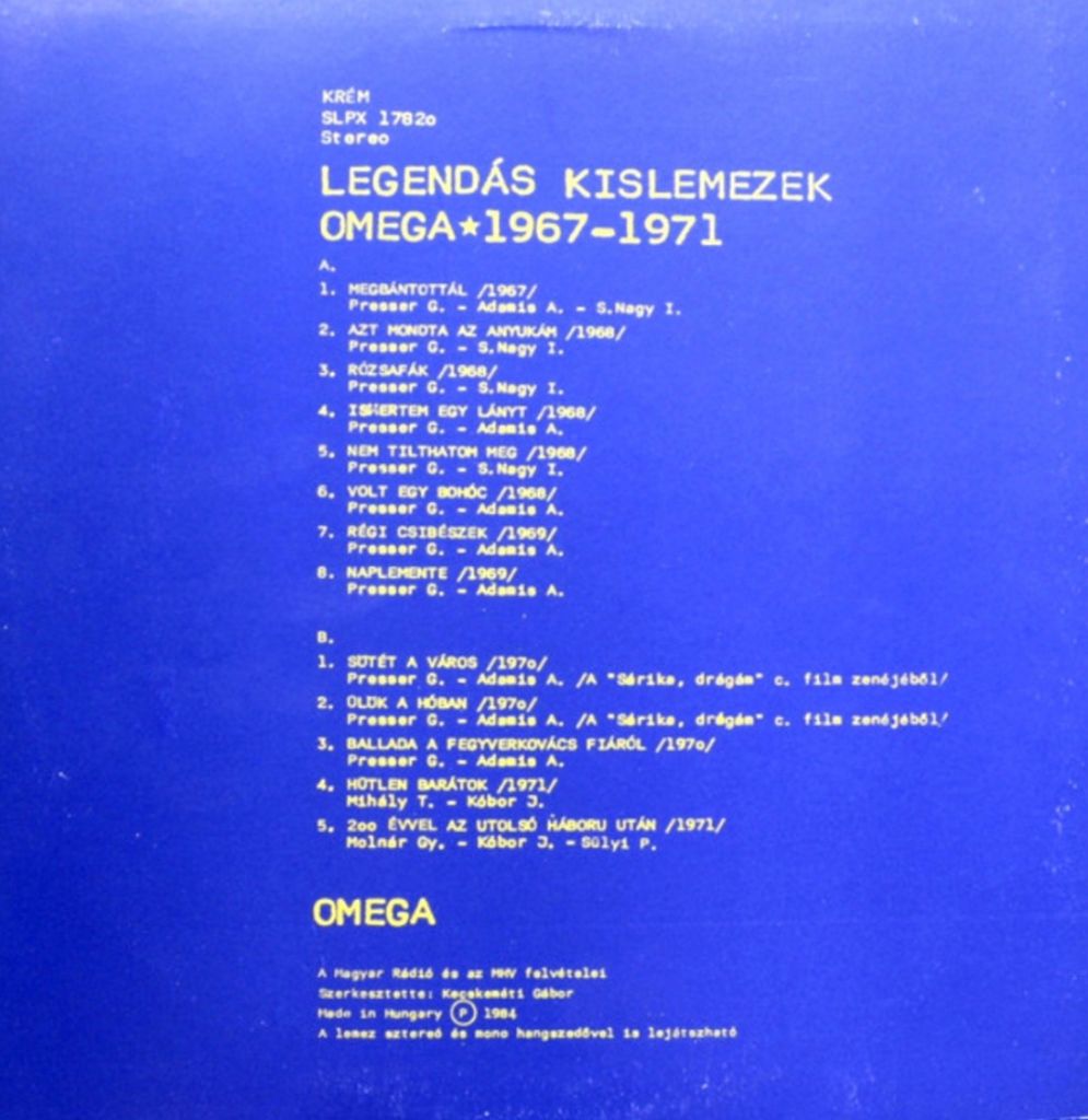 Omega - Legendas Kislemezek - 1967-71.  (LP). 12. Vinyl. Пластинка. Hungary. - фото фото фото 1
