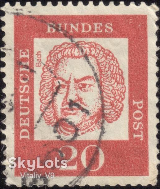1961 829 A225 20pf dk red Normal White Paper - фото фото фото 0