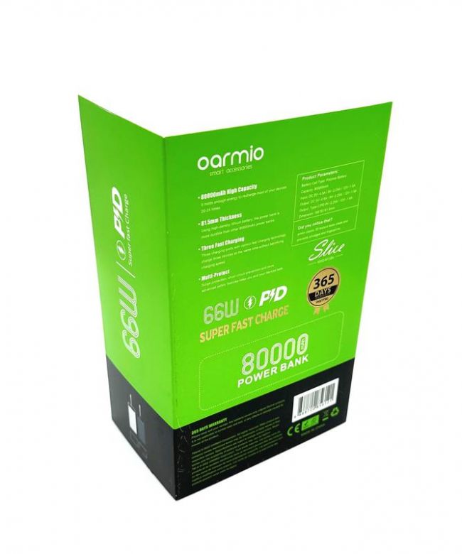 Power Bank OARMIO MXQ-M133A  (80000mAh/66W PD/3USB) + LED Чорна - фото фото фото 4