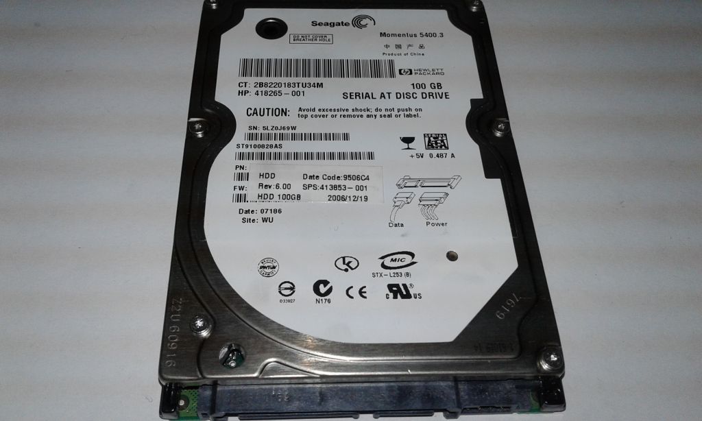 Жесткий диск HDD Seagate ST9100828AS 100GB SATA/150 5400RPM 8MB 2.5-Inch Notebook Hard Drive - фото фото фото 0