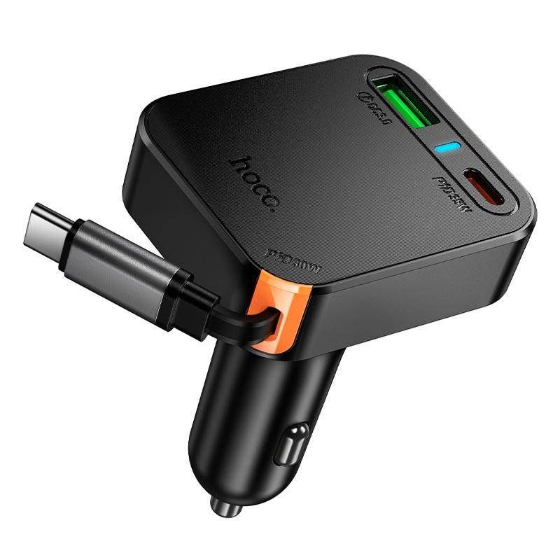 АЗП Hoco NZ18 Guardian PD65W with retractable cable  (1USB-A/2C) - фото фото фото 3