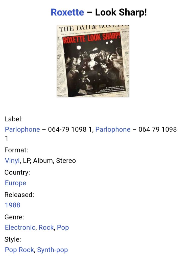 Roxette - Look Sharp! - 1988.  (LP). 12. Vinyl. Пластинка. Europe. - фото фото фото 6