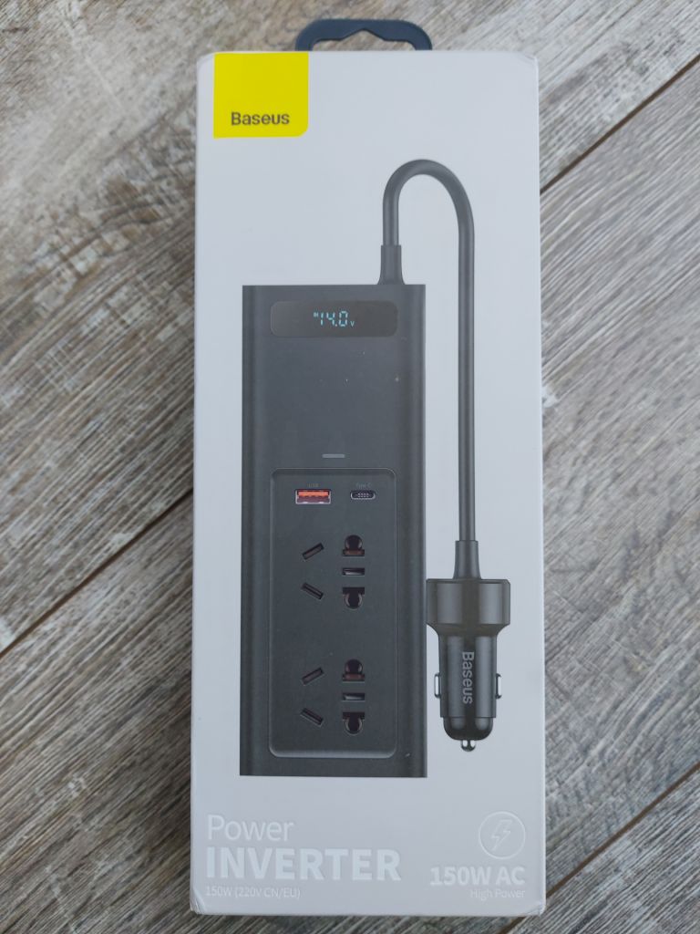 Автомобільний інвертор Baseus 150W 220V CN EU Black, зарядка apple MacBook iphone - фото фото фото 5