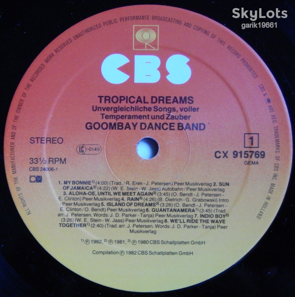 Goombay Dance Band – Tropical Dreams  (CBS – 91576-9, Germany) EX+/NM- - фото фото фото 2