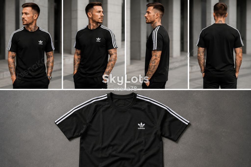 футболка  біла/чорна  46,50,54 у стилі Adidas - фото фото фото 2