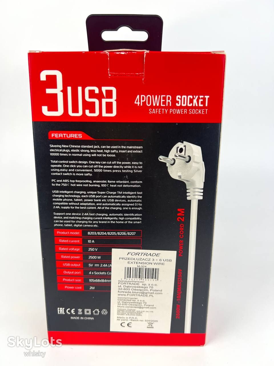 Мережевий подовжувач Power Socket 8204, 2м., 4 розетки + 3 USB - фото фото фото 1