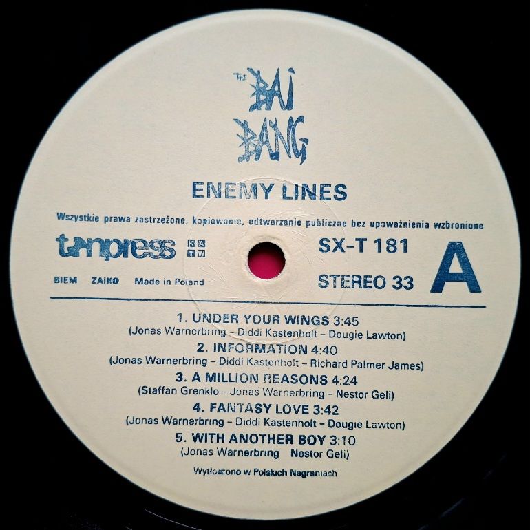 The Bai Bang - Enemy Lines - 1988.  (LP). 12. Vinyl. Пластинка. Poland. - фото фото фото 2