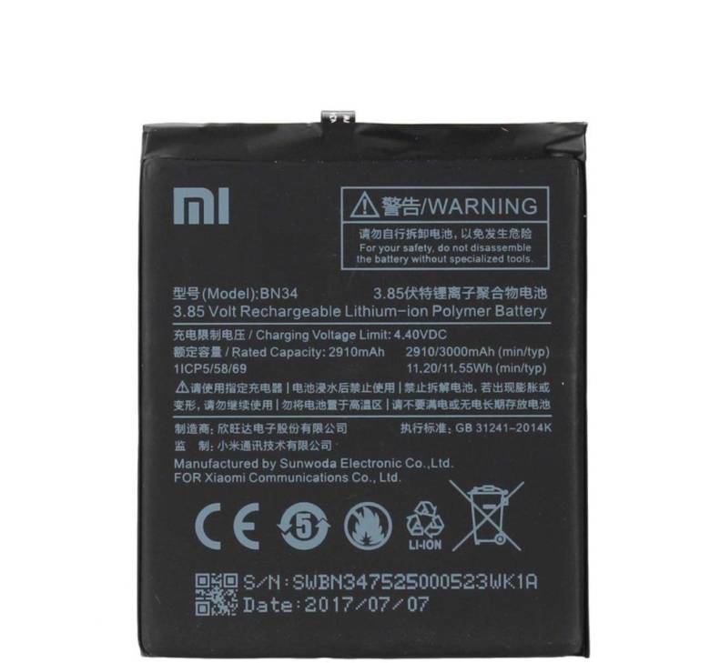 Аккумулятор оригинал Xiaomi BN34 Redmi 5A (3000 mAh) - фото фото фото 0