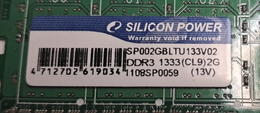 Оперативна пам'ять Silicon Power DDR3 2GB 1333MHz PC3-10600 CL9  (SP002GBLTU133V02) Робоча - фото фото фото 1