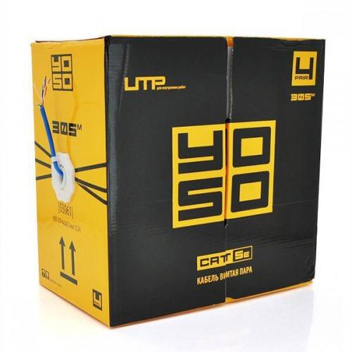 Кабель YOSO UTP-cat 5E, 4х2х0,5мм, для внутренних работ, синий - фото фото фото 0