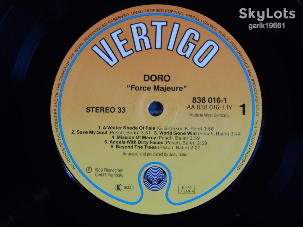 Doro – Force Majeure   (Vertigo – 838 016-1, Germany) insert NM-/NM- - фото фото фото 3
