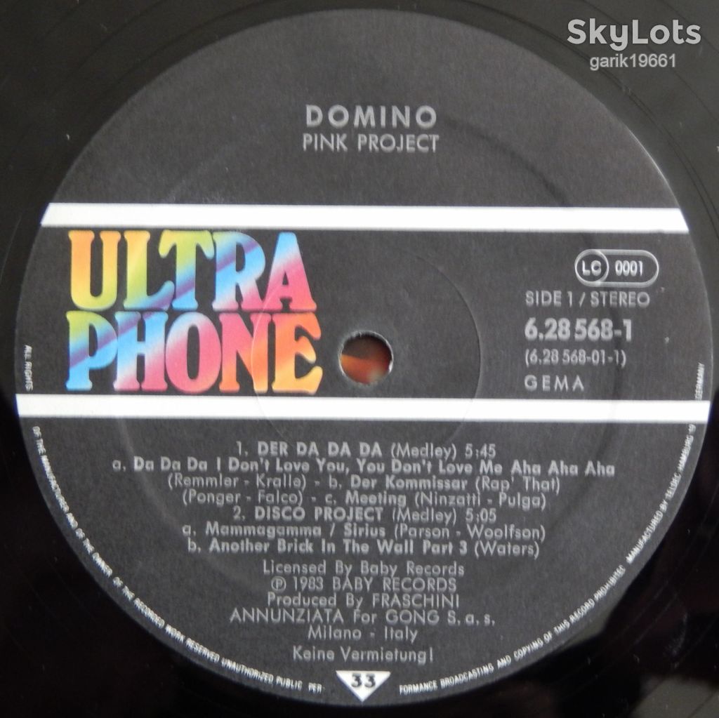 Pink Project – Domino  (Ultraphone – 6.28568 DW, Germany) inserts EX+/NM-/NM- - фото фото фото 4