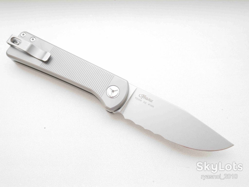 TwoSun TS358S-Titanium Keanu #099, D2 Stonewash, Tactical, KVT Ceramic підшипник, EDC, Button Lock - фото фото фото 14