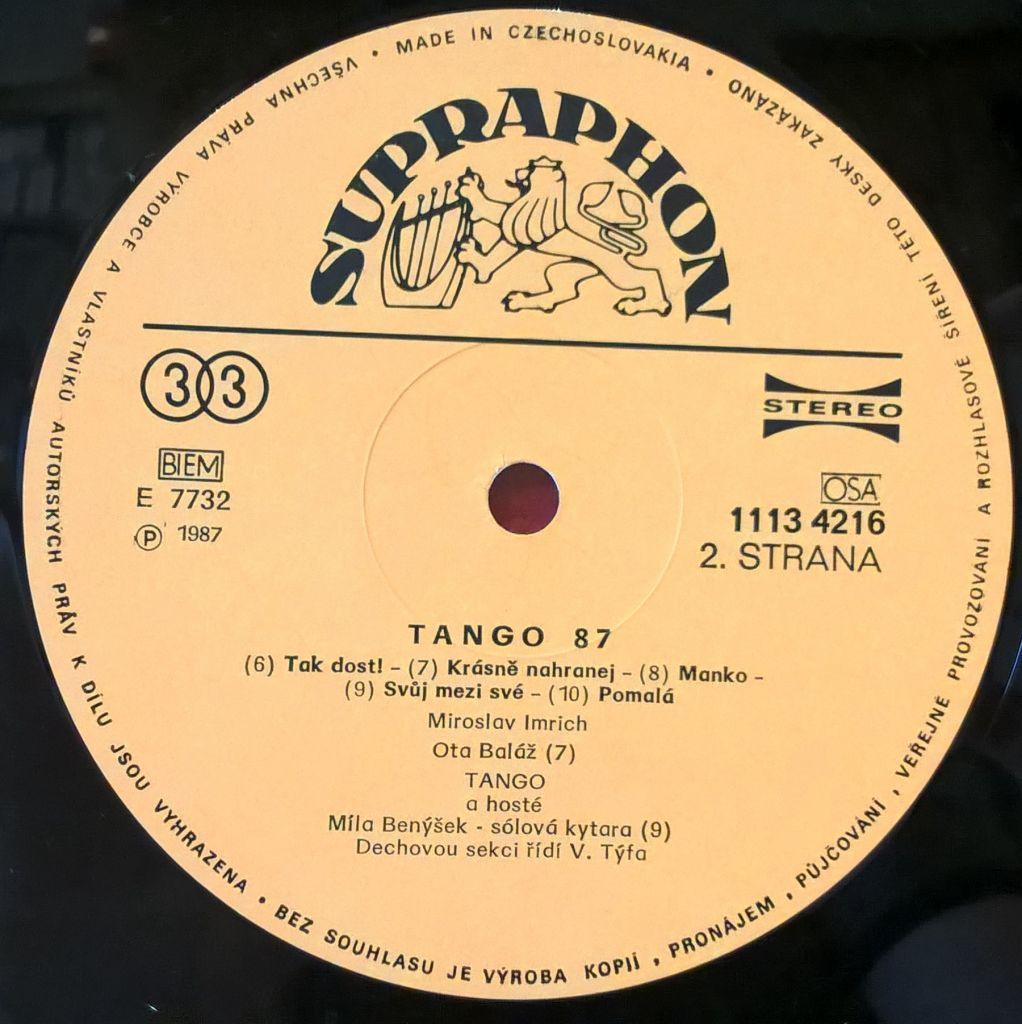 M. Imrich &amp; Tango - Tango - 1987.  (LP). 12. Vinyl. Пластинка. Czechoslovakia - фото фото фото 2