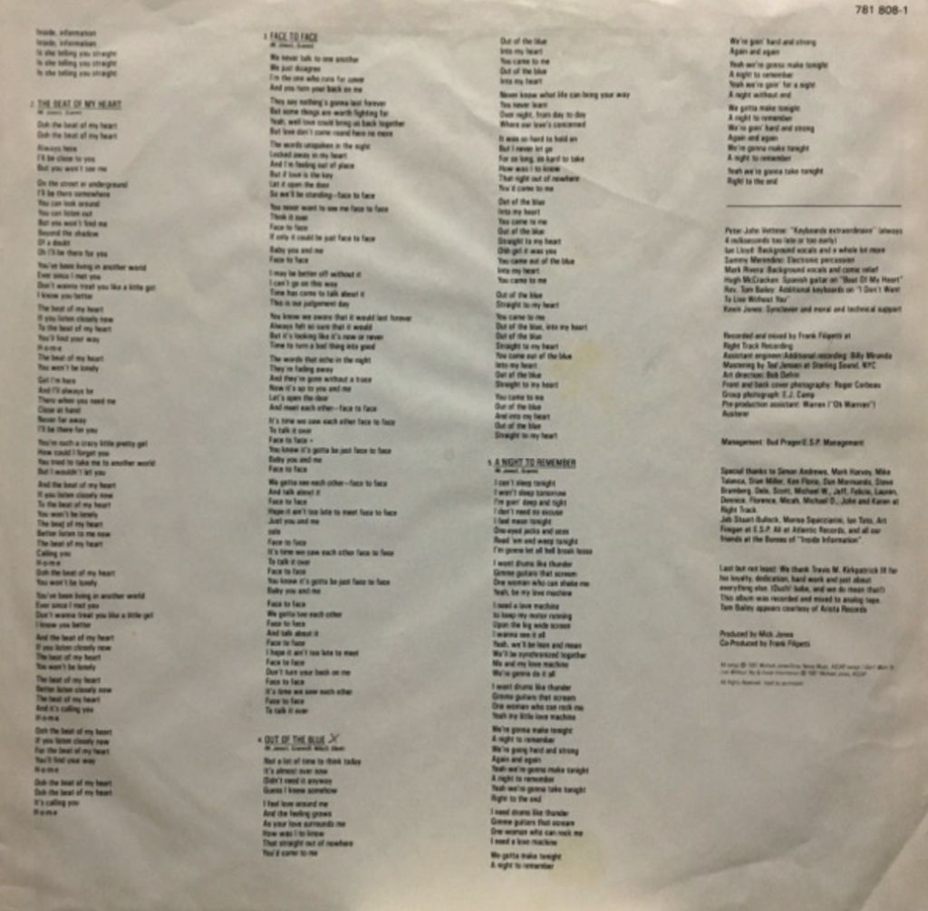 Foreigner - Inside іnfоrmation - 1987.   (LP). 12. Vinyl. Пластинка. Germany - фото фото фото 4
