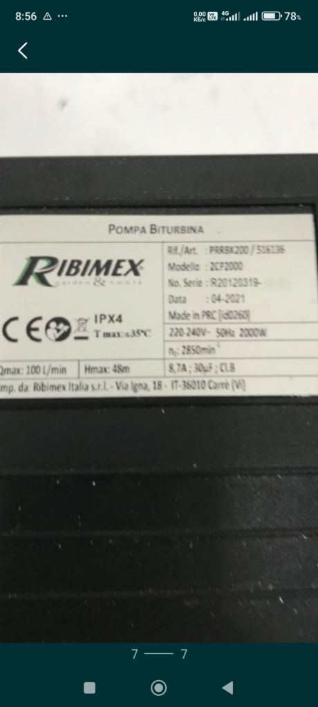 Поверхневий насос RIBIMEX 2000 w. - фото фото фото 3