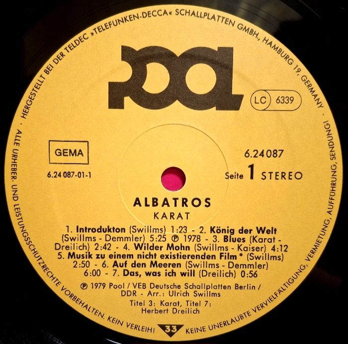 Karat - Albatros - 1979.   (LP). 12. Vinyl. Пластинка. Germany. - фото фото фото 2
