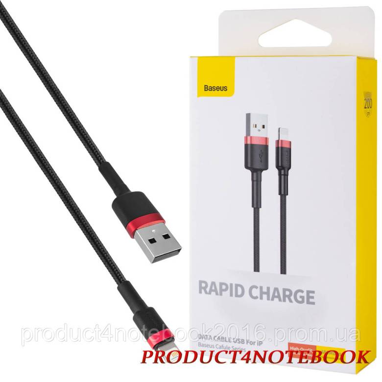 Кабель Baseus Cafule Cable USB to iP 1.5A 2m Red+Black (CALKLF-C19) - фото фото фото 0