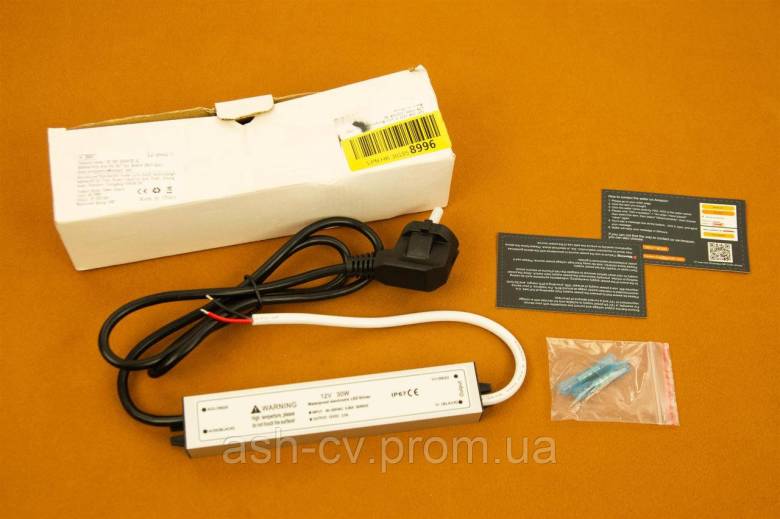 Блок живлення, драйвер, для, LED, стрічок, 12V, 2.5A, 30W, Waterproof, IP67 - фото фото фото 0
