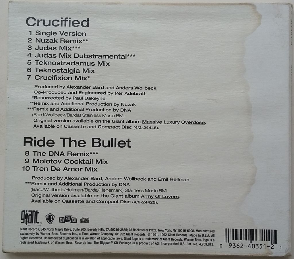 ARMY OF LOVERS ‎ Crucified / Ride The Bullet  CD, Maxi-Single   (US) - фото фото фото 2
