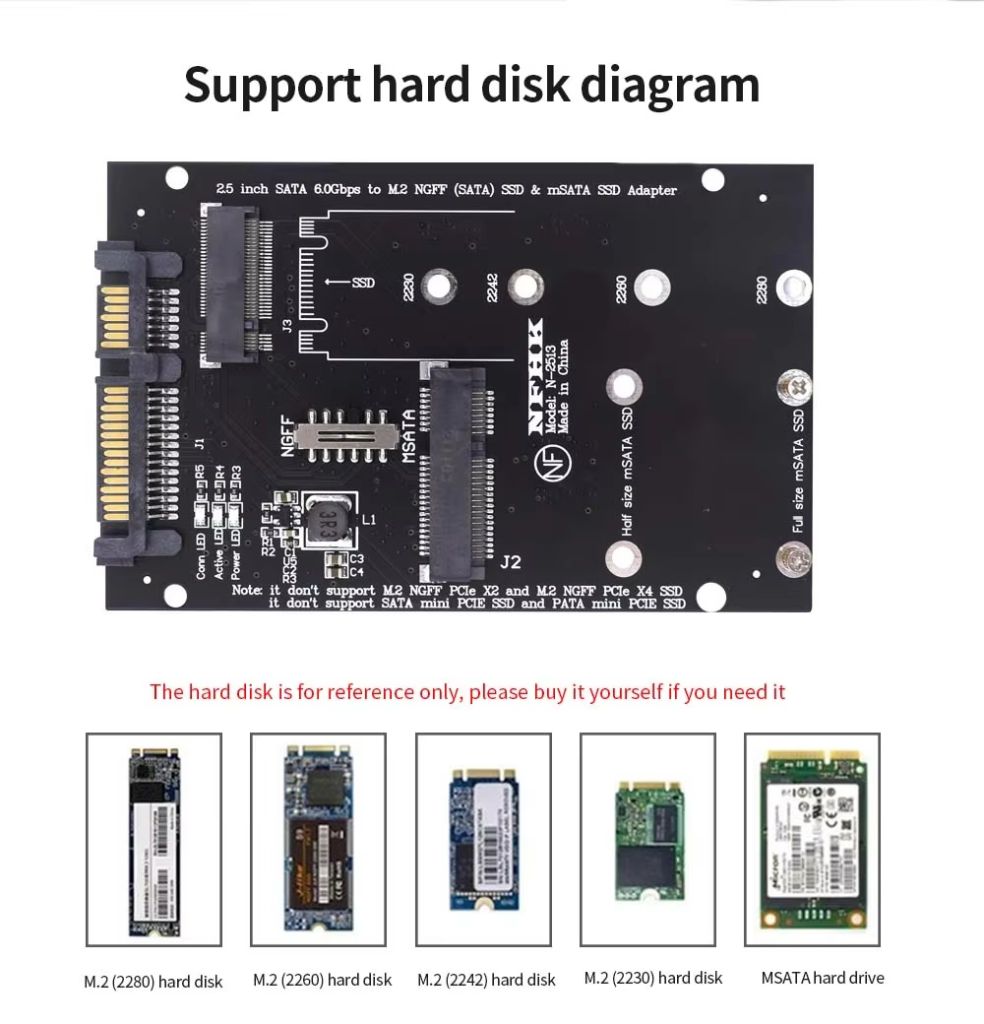 Адаптер конвертер M.2 + Msata SSD To SATA 3.0 2.5" для ПК, ноутбука - фото фото фото 6