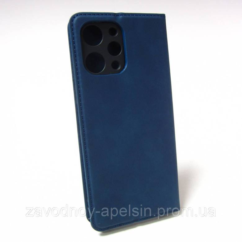 Чехол книжка Xiaomi Redmi 12 Кожаный (синий) - фото фото фото 1