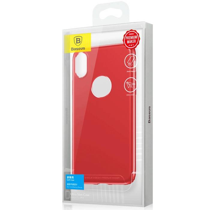Чехол Baseus для iPhone X/Xs Soft Case Red (WIAPIPHX-SJ09) - фото фото фото 5