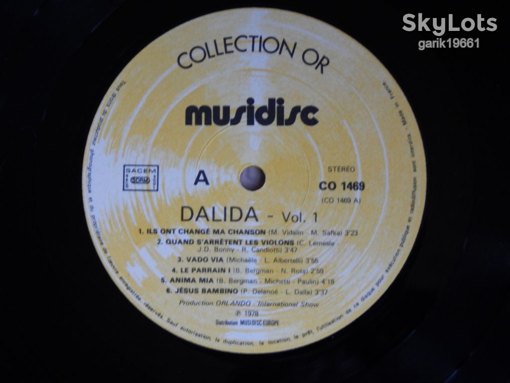 Dalida – Dalida - Vol.1  (Musidisc – 30 CO 1469, France) EX+/NM- - фото фото фото 2