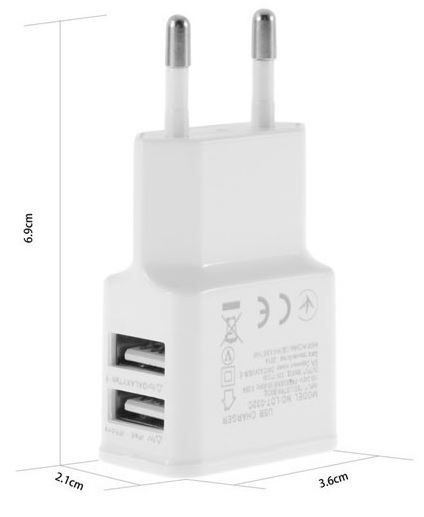 Сетевой адаптер - зарядное устройство 2xUSB белый - фото фото фото 5