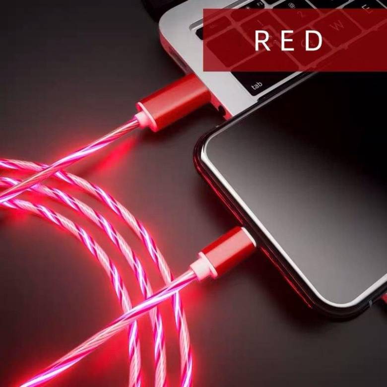 Сяючий кабель USB - Micro USB червоний - фото фото фото 0