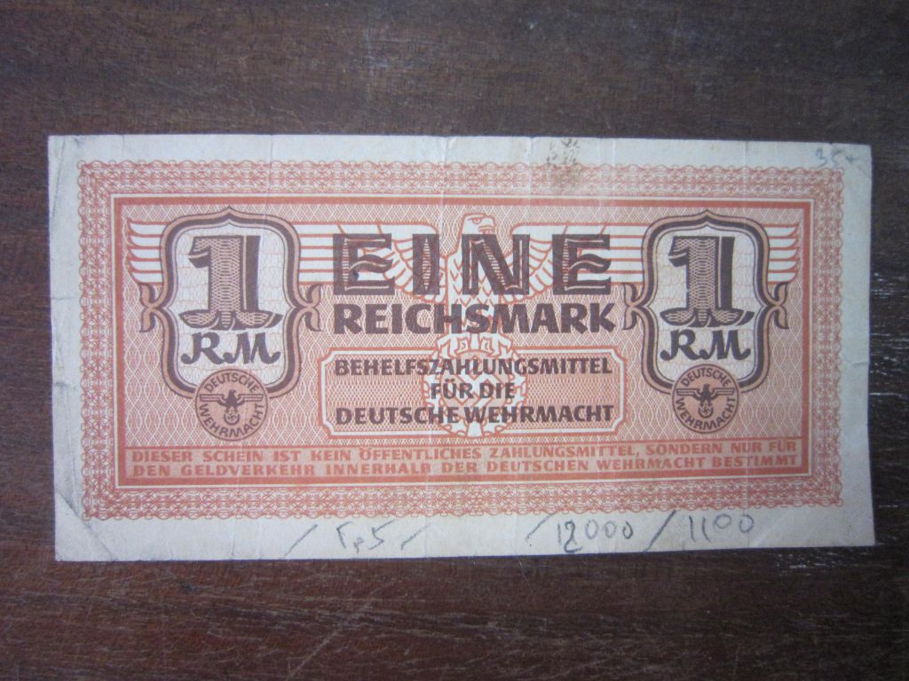 ГЕРМАНИЯ.  1 РЕЙХСМАРКА   ДЕНЬГИ ВЕРМАХТА - фото фото фото 0