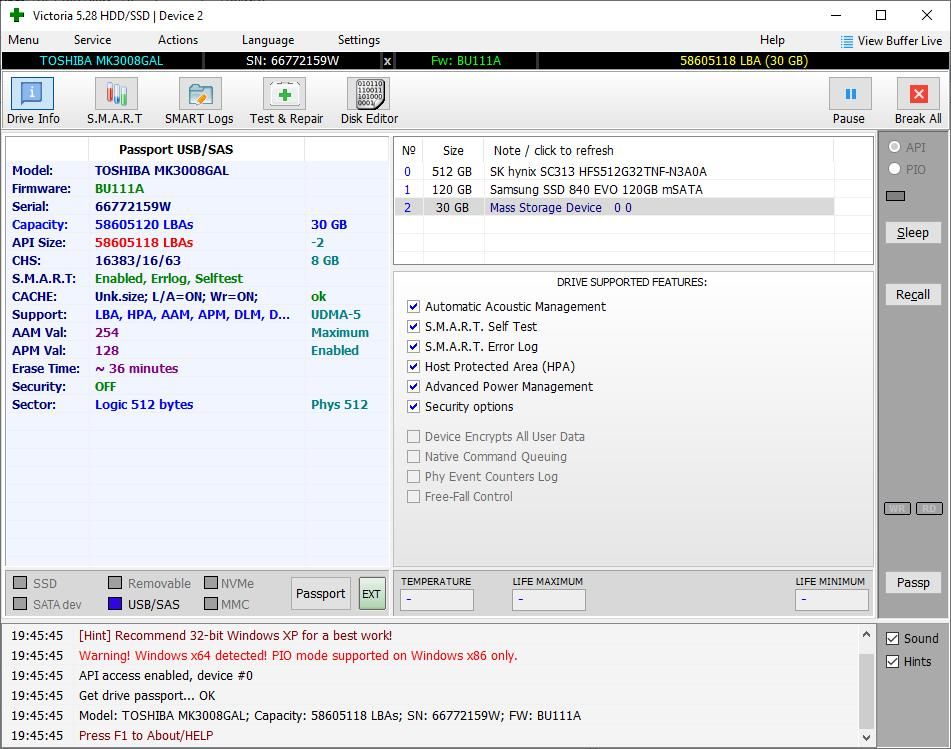 HDD 1.8" ZIF IDE Toshiba MK3008GAL 30GB - фото фото фото 1