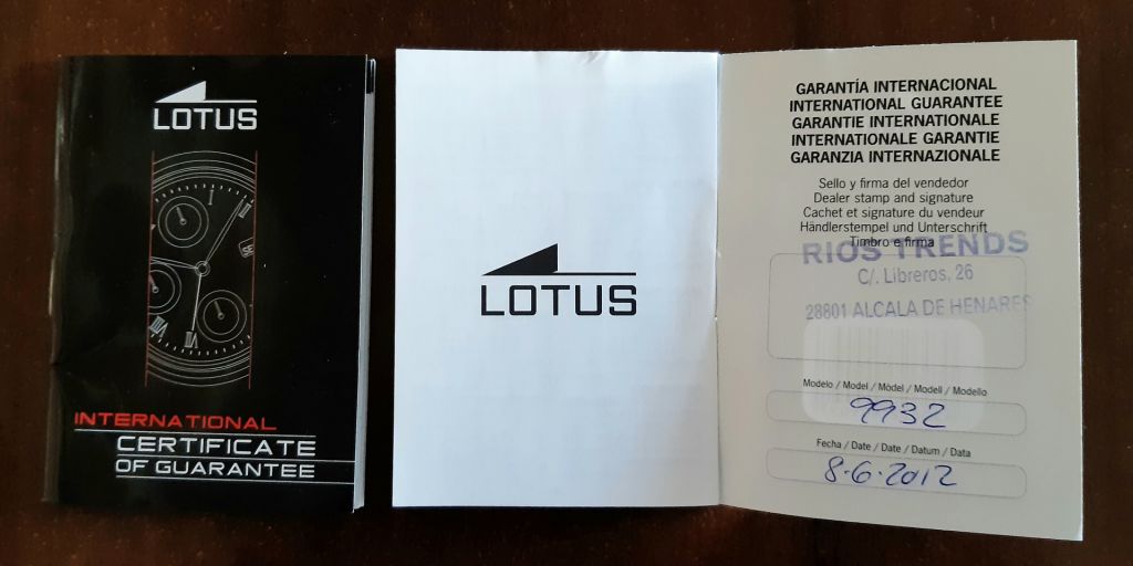 Гарантийные талоны книжечки часов Lotus - фото фото фото 2