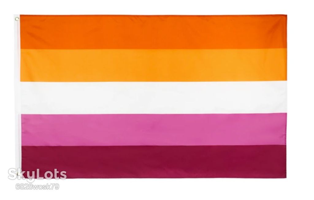 Флаг Оранжево-розовый Sunset 5-полосный лесби Orange Pink Lesbian community labrys flag  - фото фото фото 1