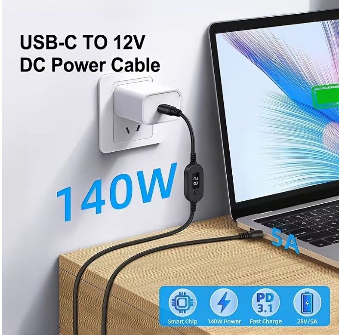 Кабель USB-C - DC  с LED-дисплеем ,преобразователь 5-28 Вольт +Переходники - фото фото фото 2