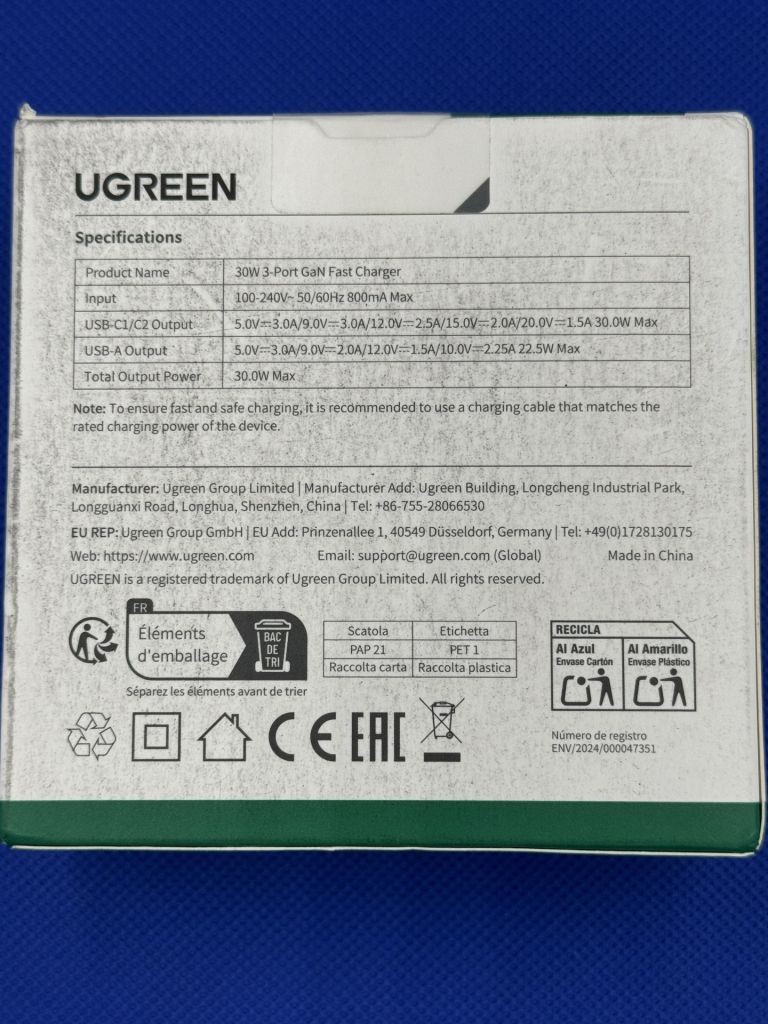 Зарядное устройство Ugreen 3-Port GaN Fast Charger 30W - фото фото фото 3