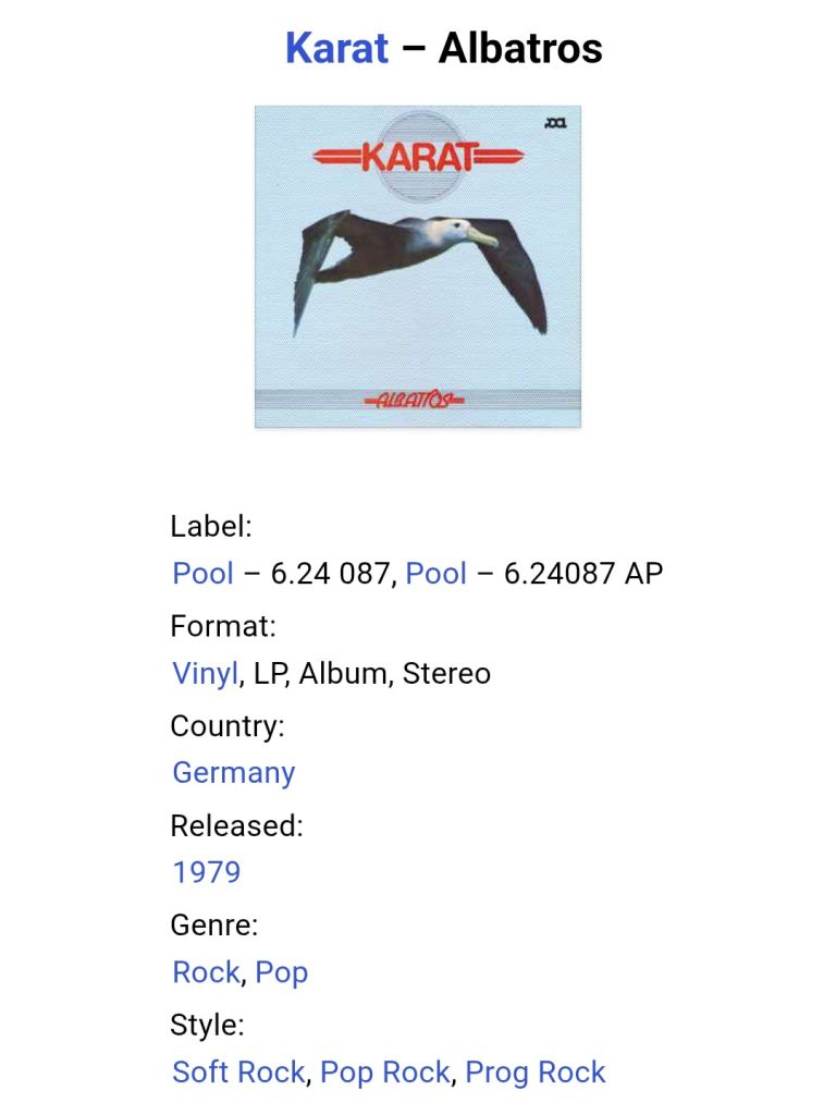 Karat - Albatros - 1979.   (LP). 12. Vinyl. Пластинка. Germany. - фото фото фото 4