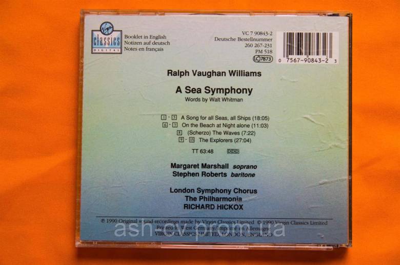 Музичний диск CD. VAUGHAN WILLIAMS 1990 - фото фото фото 2