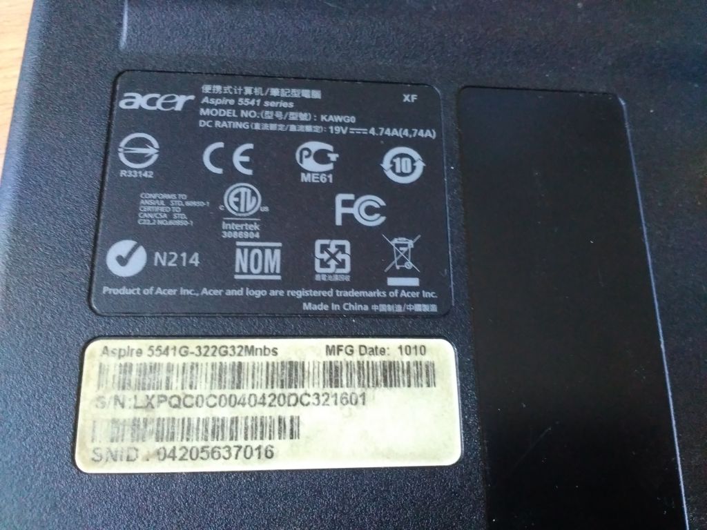 Поддон ноутбука Acer Aspire 5541 б/у - фото фото фото 4
